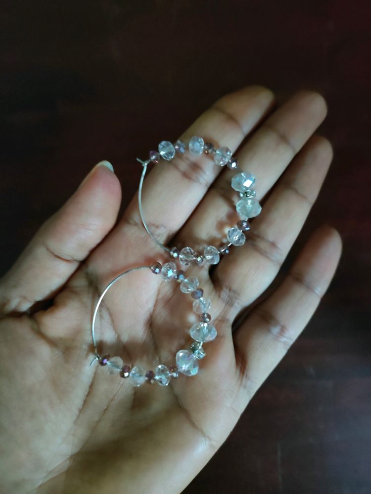Beautiful Handmade Crystal Hoop Earrings