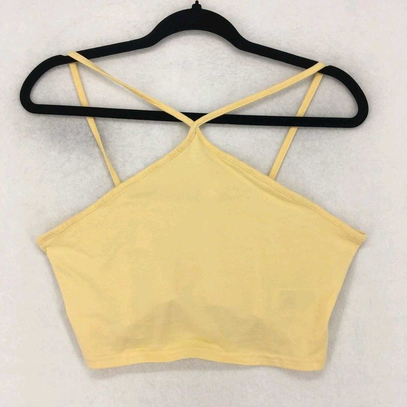 Y2k Yellow Halter Neck Crop Top