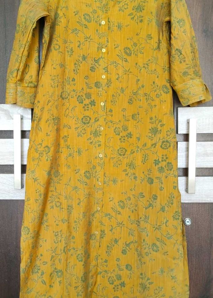 Yellow Floral Print Kurta