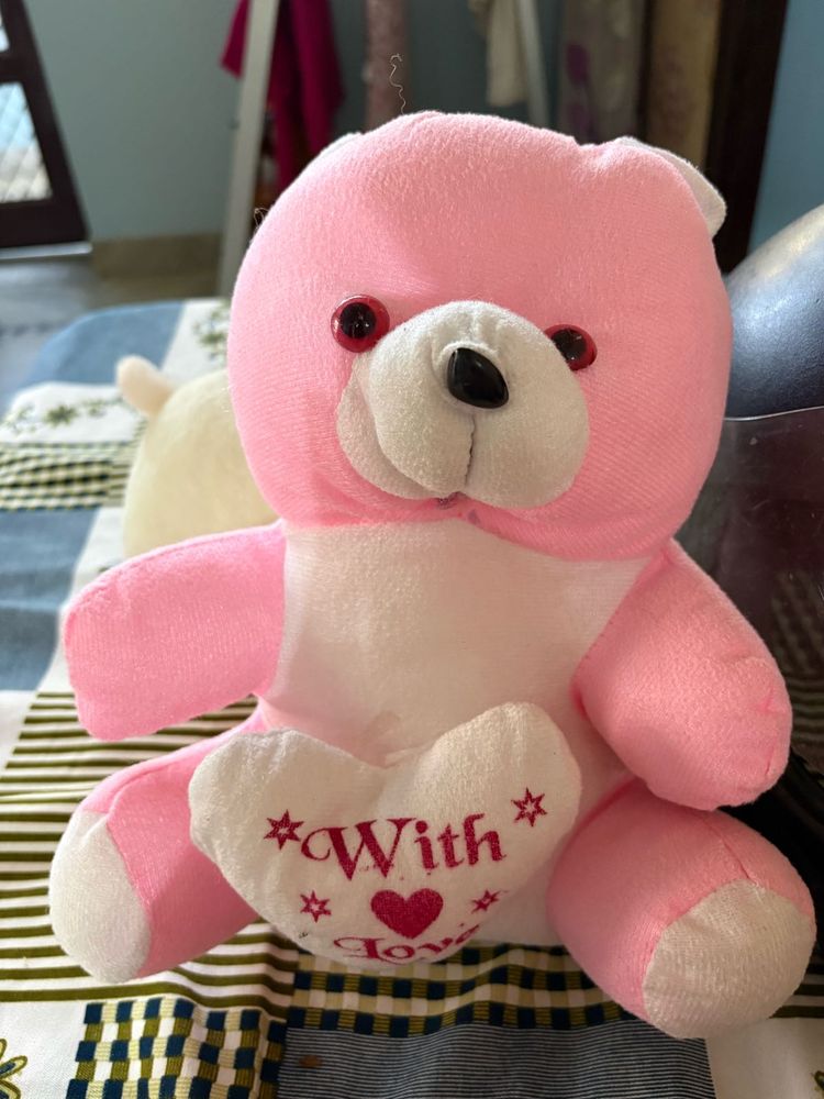 Cute Pink Teddy Bear with "With Love"