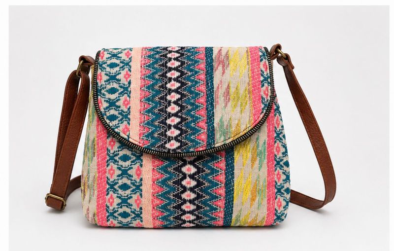 Boho Crossbody Bag with Colorful Print