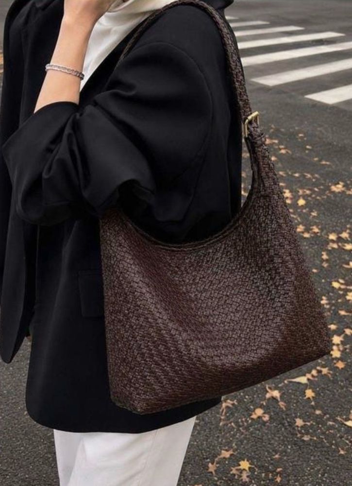 Brown braided bag