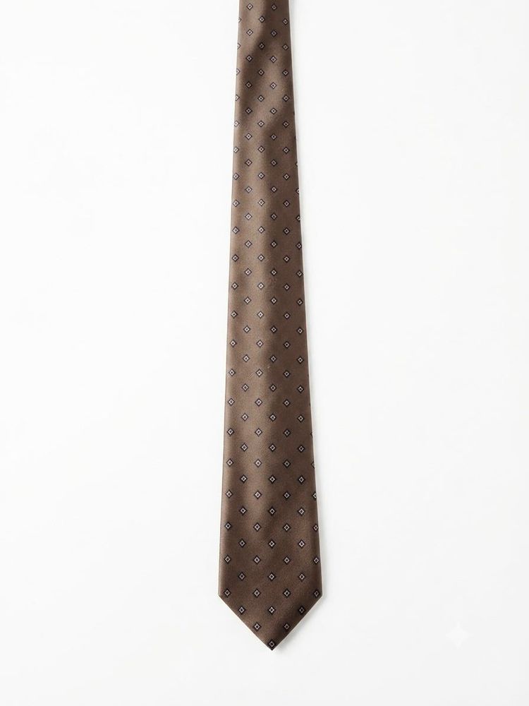 GIVENCHY Silk Necktie Brown Geometric Pattern