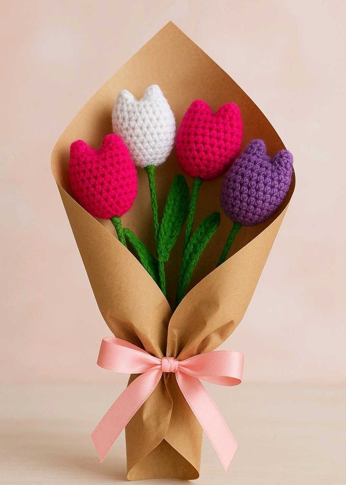 🌷crochet Tulip Flower Bunch