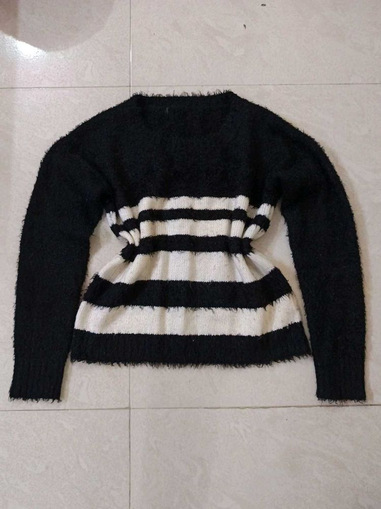 Striped Fuzzy Knit Sweater