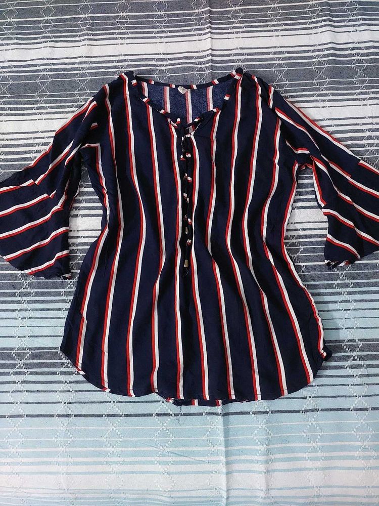 Striped Bell Sleeve Top