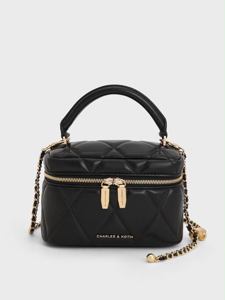 Charles &amp; Keith Quilted Black Vanity Bag