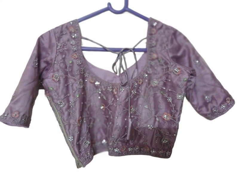 Embellished Lavender Silk Blouse