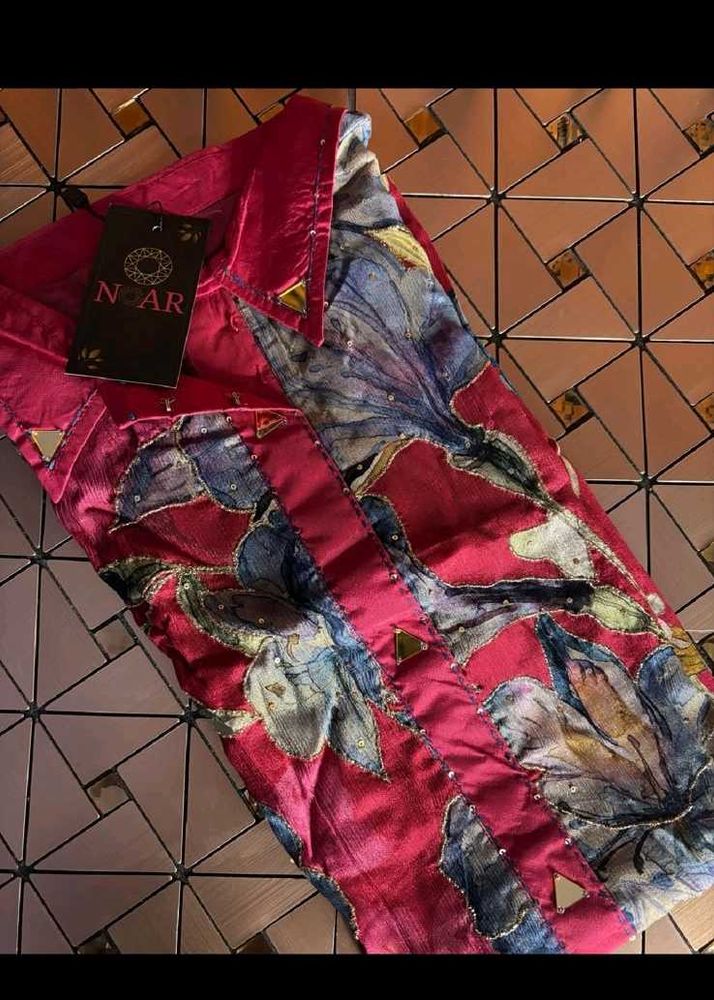 Beautiful Floral Print and embroidered shirt
