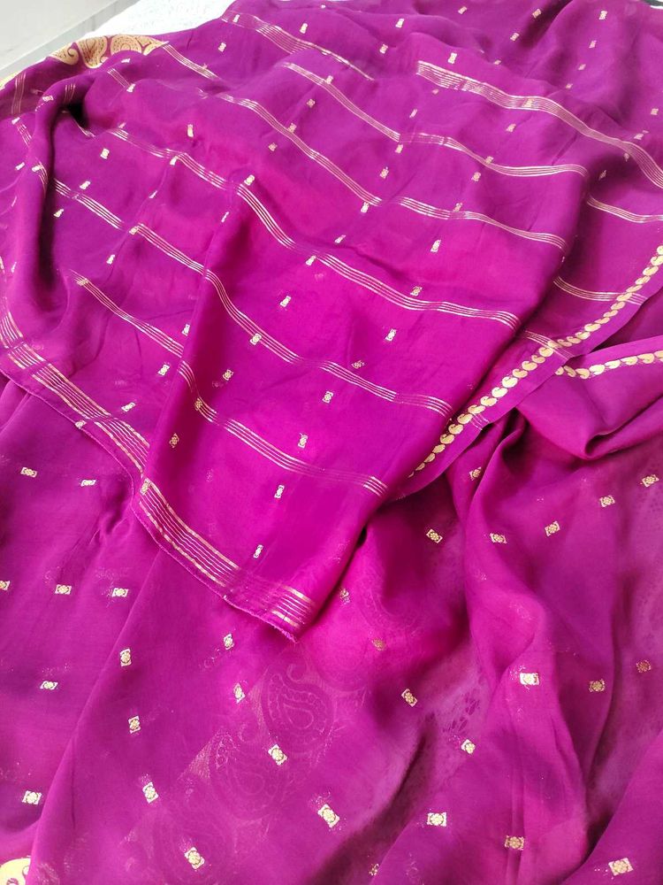 Magenta Saree with Gold Detail