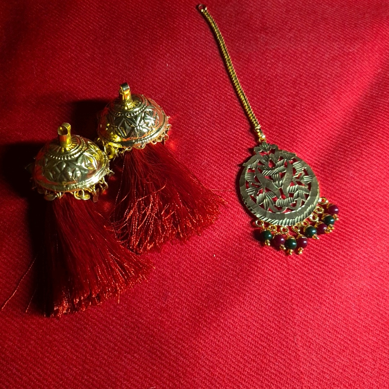 Punjabi earnings with mang tika