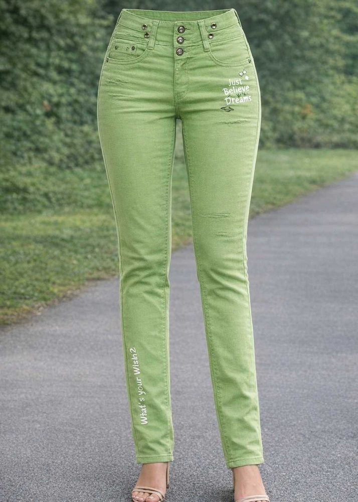 Lime Green High-Waisted Jeans