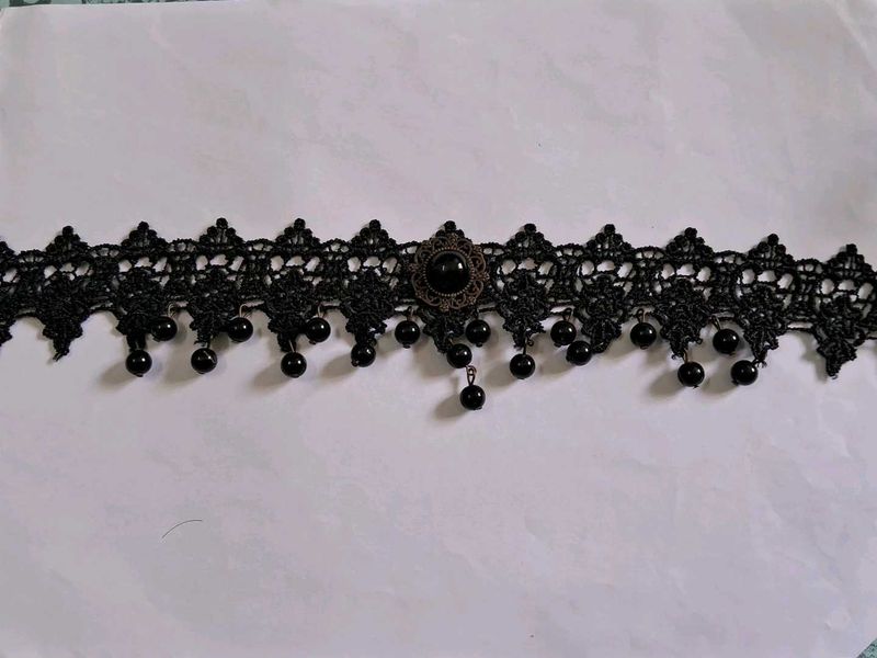 Gothic Lace Choker with Beads