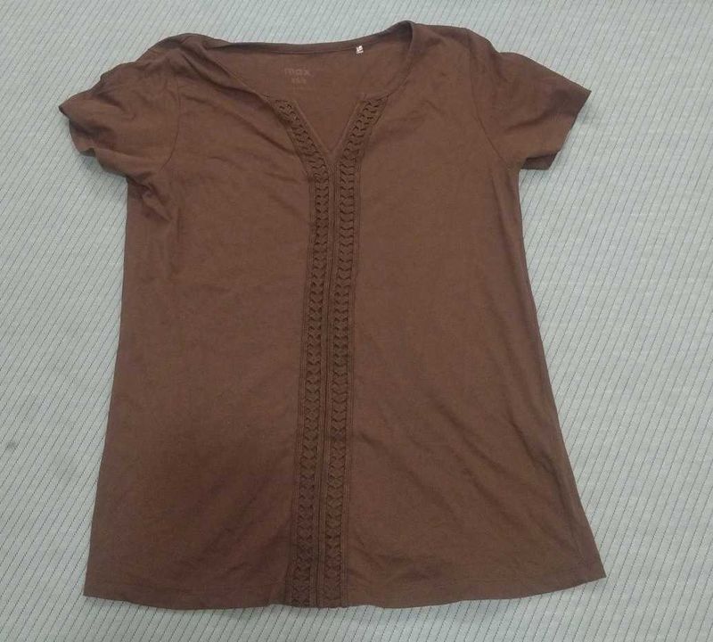 Brown V-Neck T-Shirt