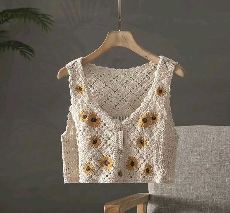 Crochet Sunflower Vest