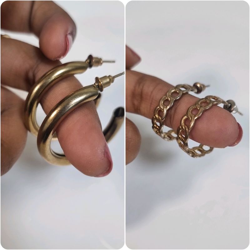 294. Oxidised Golden Hoops Combo