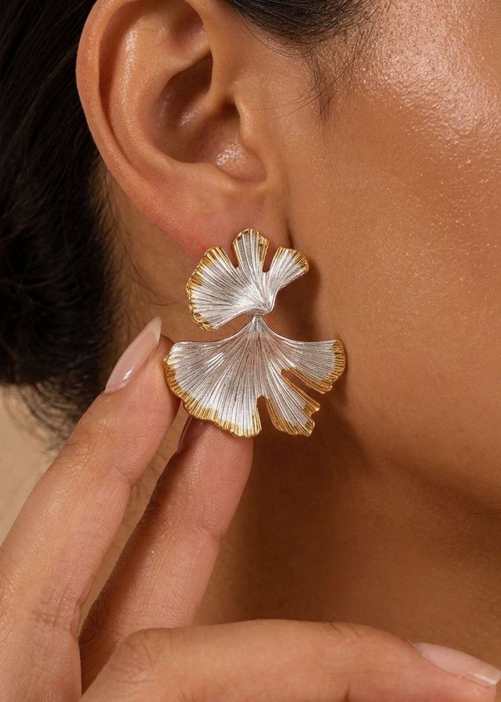 Ginkgo Leaf 18K Gold Plated Anti Tarnish Earrings