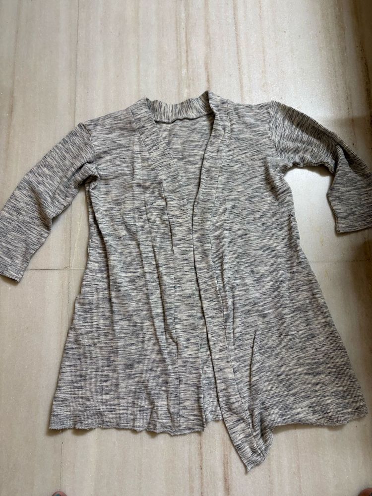 Marled Knit Open Front Cardigan