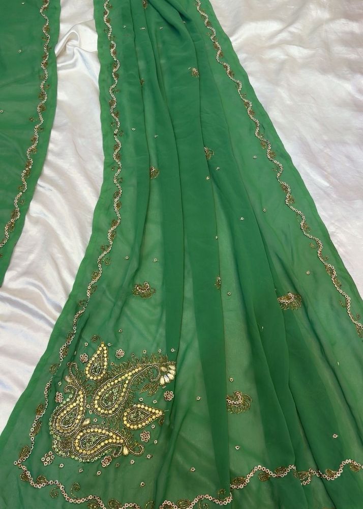 Embellished Green  Saree