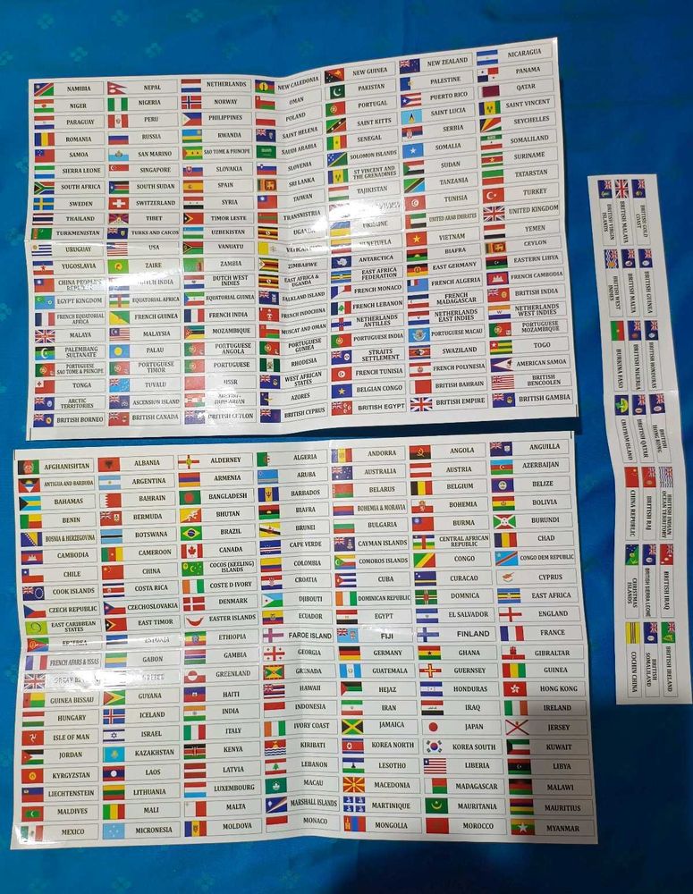Country Name And Flag Sticker 315 Piece(Coin Note)