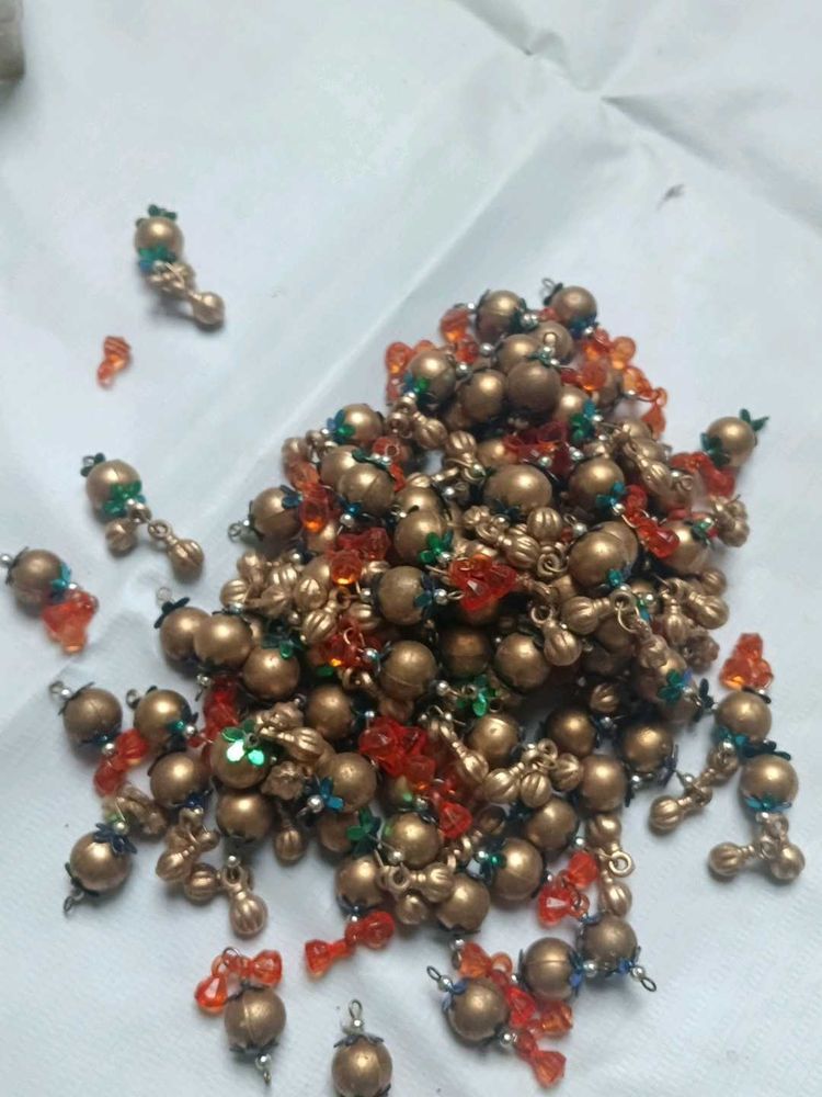 Boho Gold &amp; Orange Beaded Charms