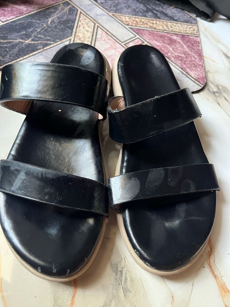 Chic Black Double Strap Sandals