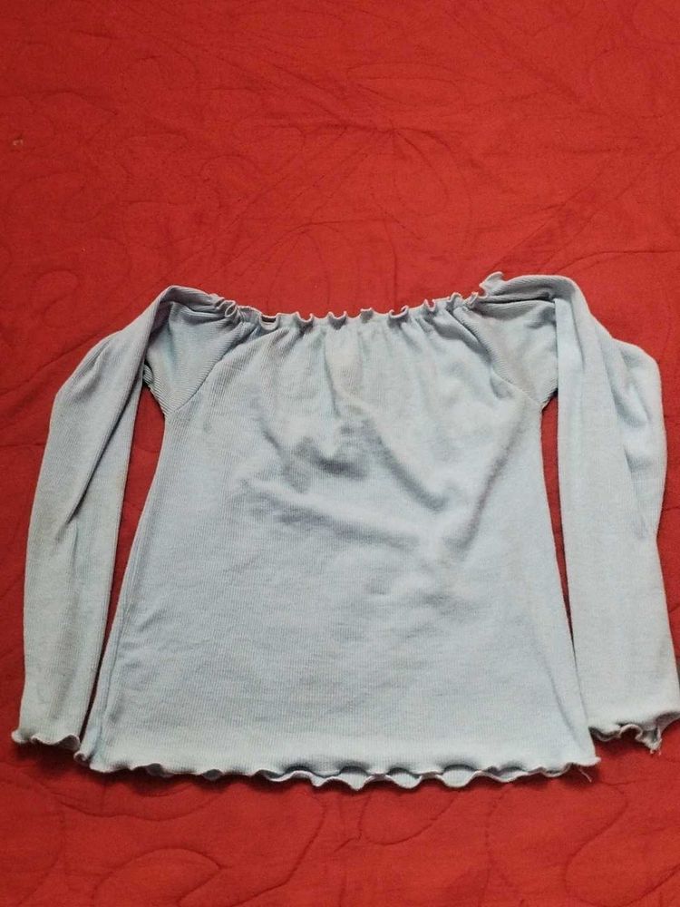 Off-Shoulder Baby Blue Top