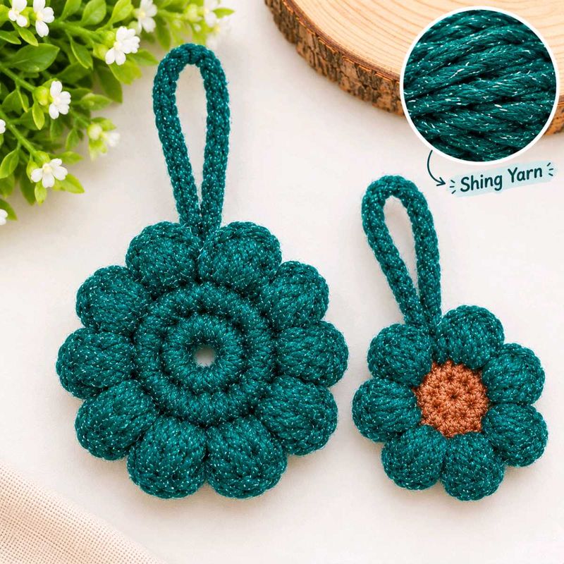 Handmade Crochet Flower bag charm and keychain