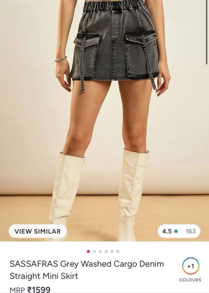 SASSAFRAS Grey Cargo Denim Mini Skirt