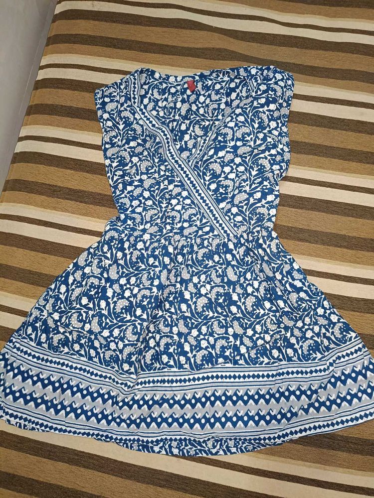 Blue Floral Print Dress