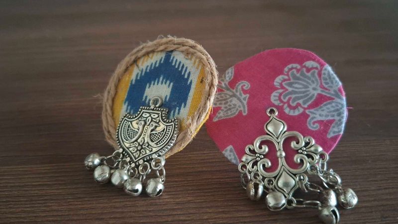 Boho Fabric Earrings with Jhumkas