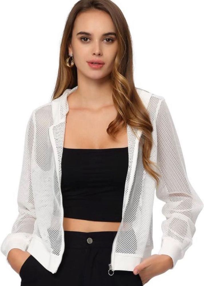 Stylist Mesh Bomber Jacket Sporty With Hoodie