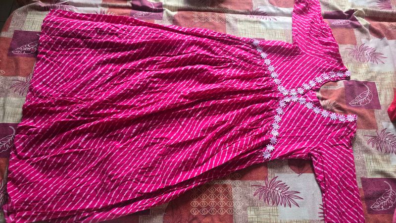 Vibrant Pink Leheriya Kurta