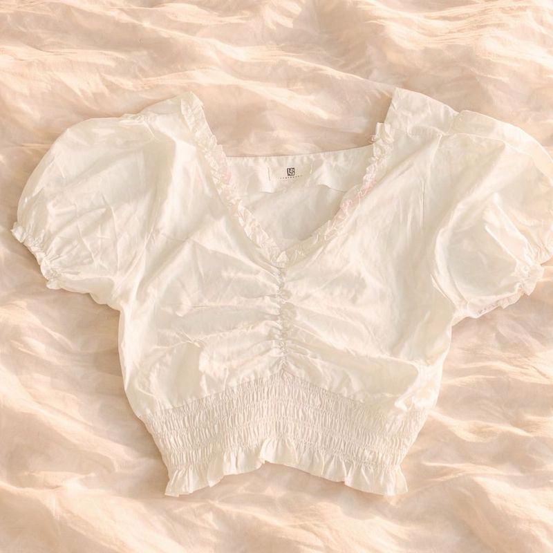 White Puff Sleeve Top