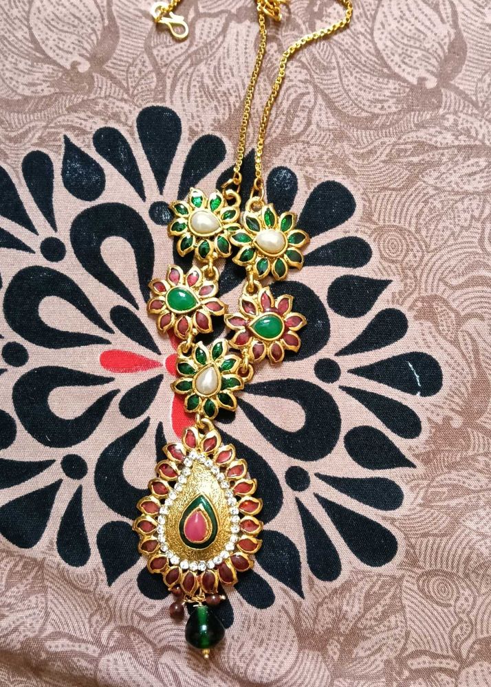 Green &amp; Red Floral Statement Necklace