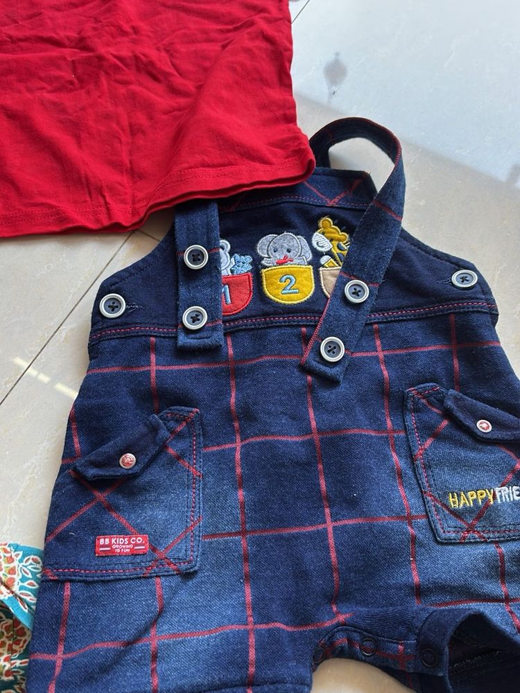 Cute Kids Denim Overalls Set
