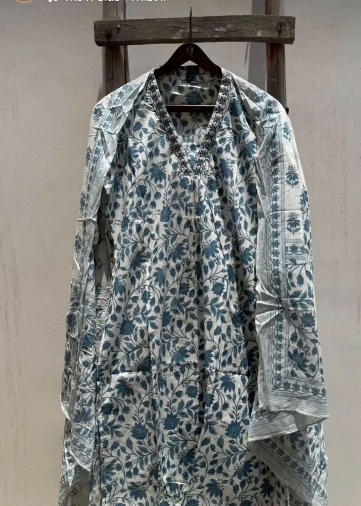 Blue floral kurta set