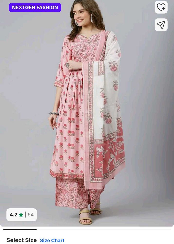 Pretty pink kurta set with duppata