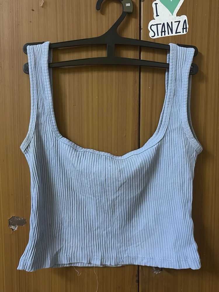 Light Blue Ribbed Tank Top