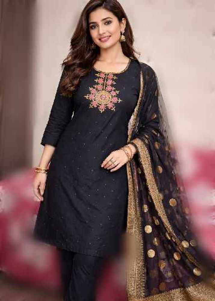 Elegant Black Kurta Set with Dupatta