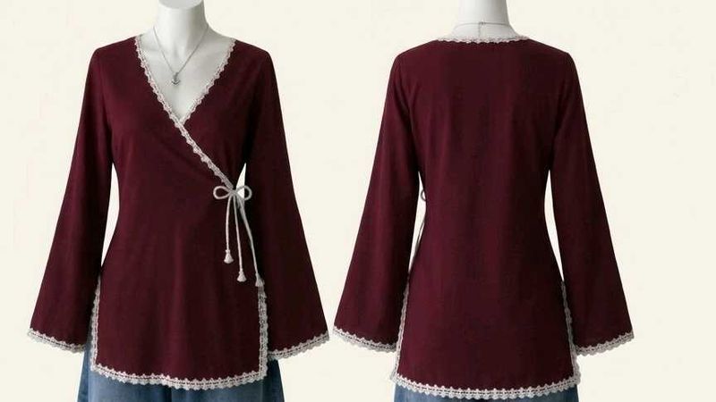 Maroon Wrap Kurta with Lace Trim