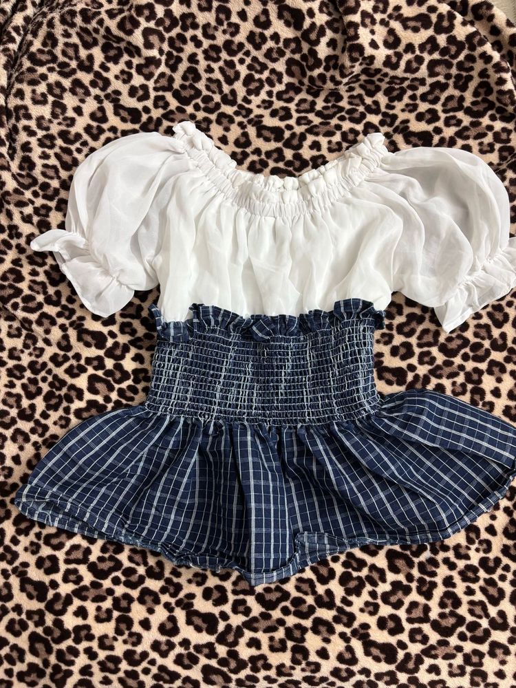kids wear White Puff Sleeve Smocked Top