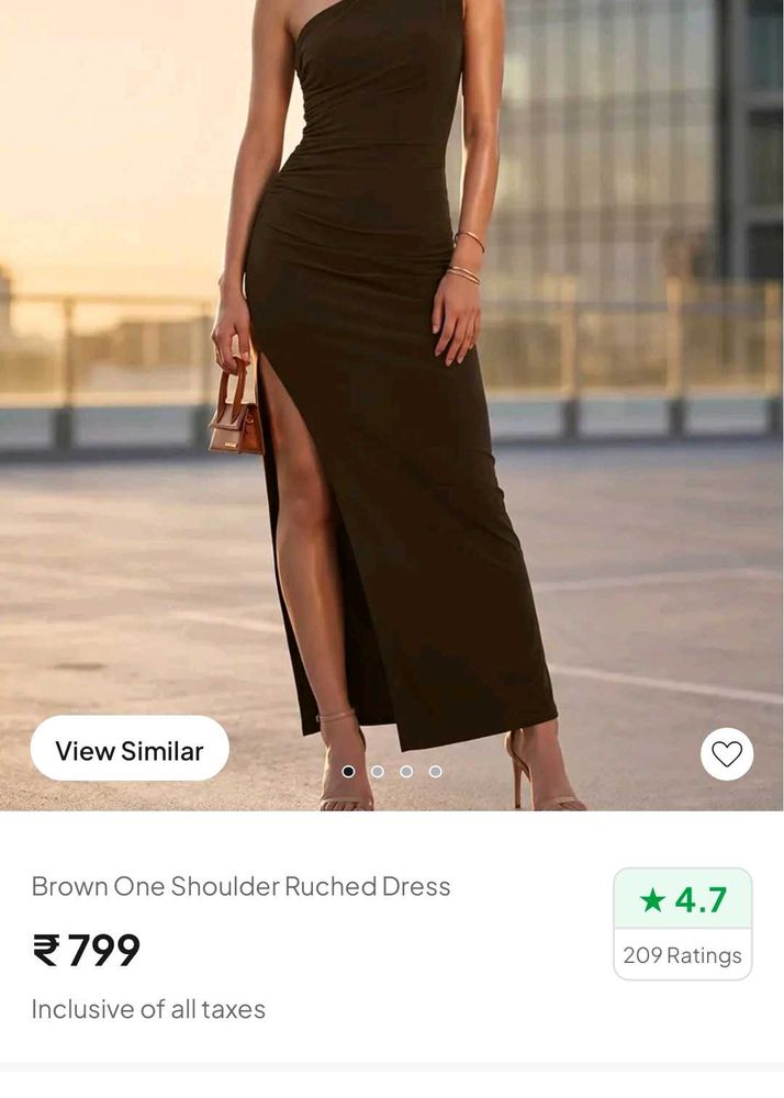 Chic Brown One Shoulder Ruched Dress