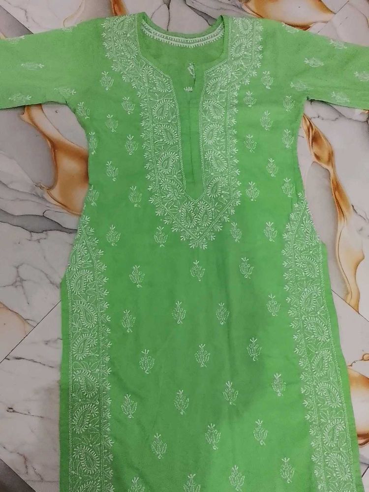 ADA Green Chikankari Kurta