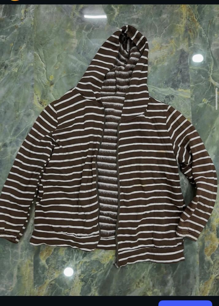 Striped Zip-Up Hoodie Jacket