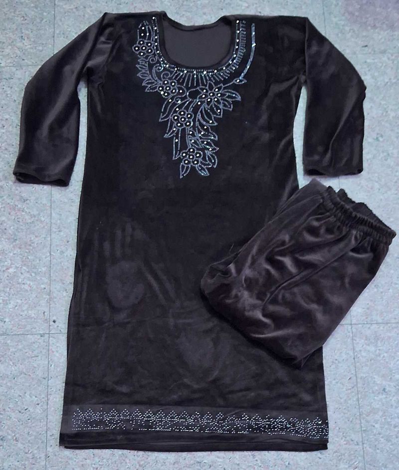 Velvet Kurta And Plazo One Time Used