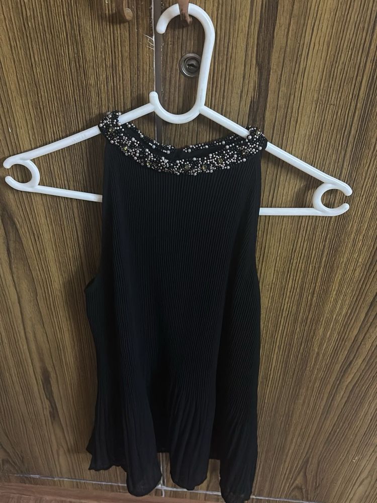 Elegant Beaded Black Top