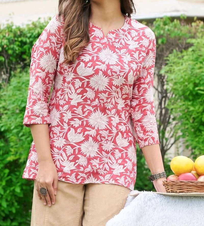 🌸Print Cotton Kurta Top