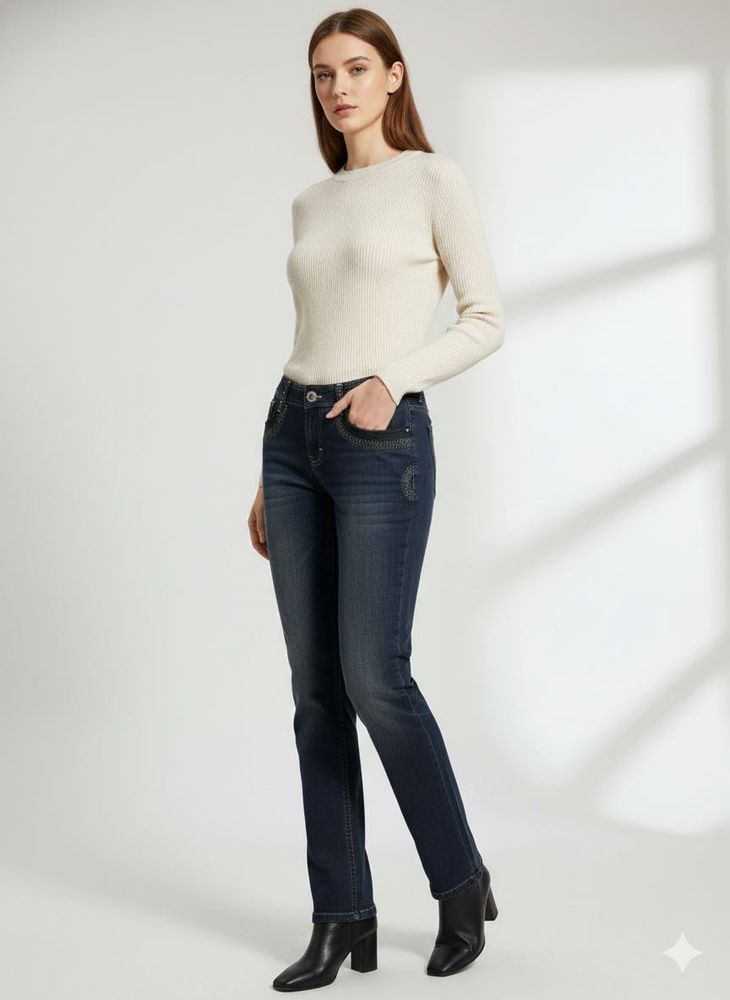 Embellished Dark Wash Denim Jeans
