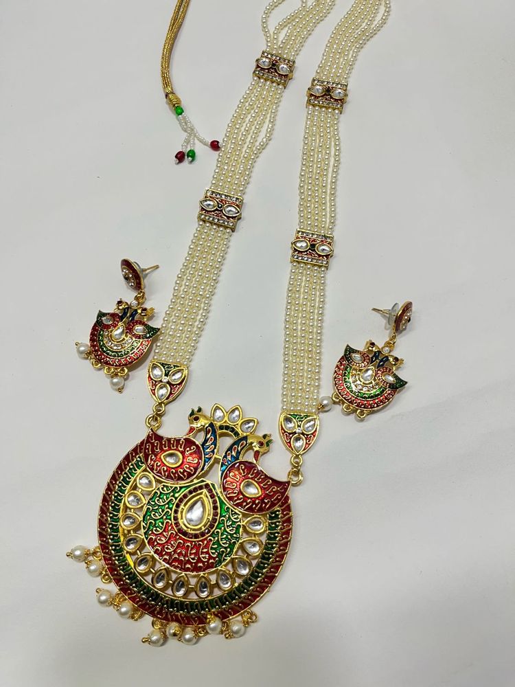 Exquisite Peacock Pearl Necklace &amp; Earring Set